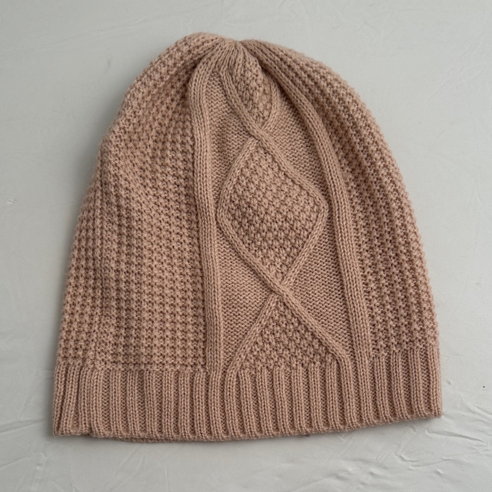 TJD light blush pink acrylic knit slouch beanie hat